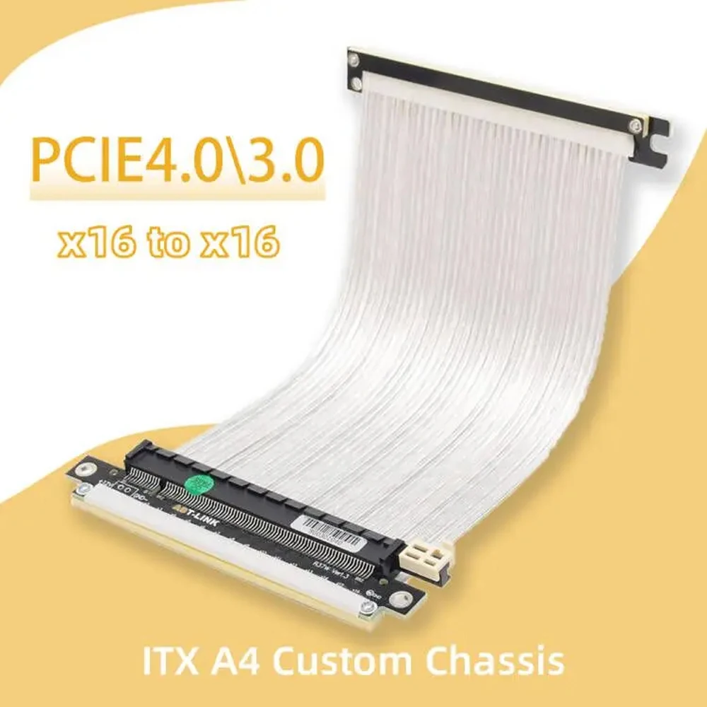 Itx Gpu Riser Pcie 4.0 16X - Prata branco reverso pcie 4.0 blindado